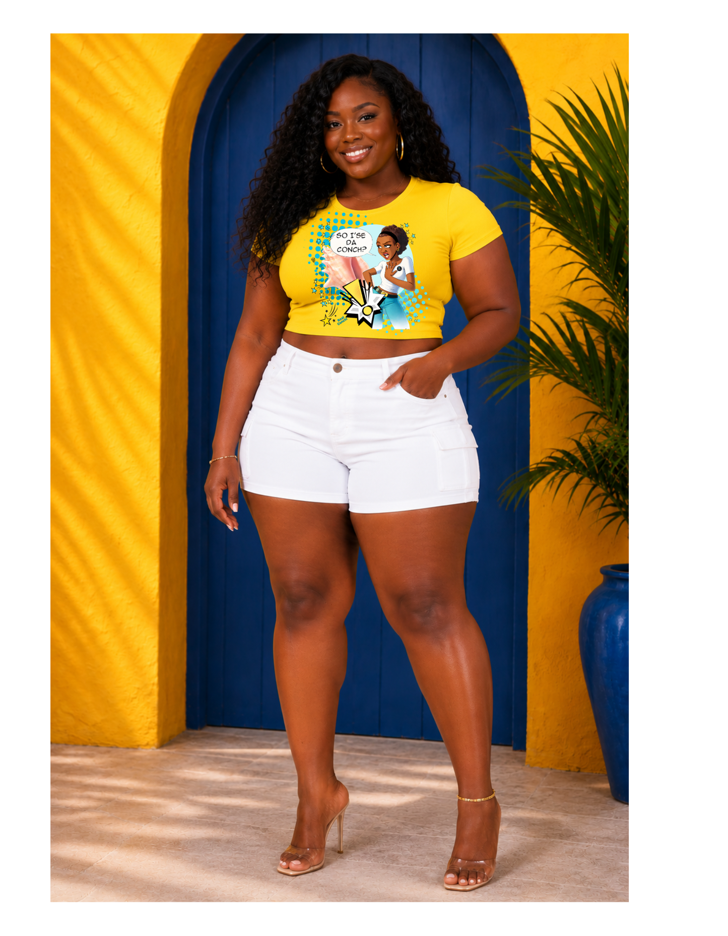 I'SE DA CONCH CROP TOP YELLOW